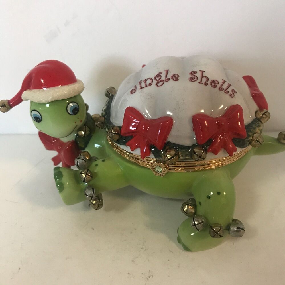 Bradford Exchange Porcelain Music Trinket Box "Jingle Shells" Turtle Jingle Bell